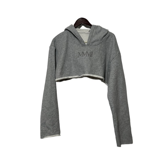 MY MUM MADE IT Gray Crop Sweatshirt Hoodie Pullover Top - Picture 4 of 4